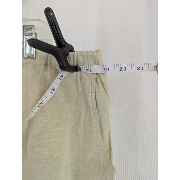 FLAX 2G 2X Light Green 100% Linen Pants Lagenlook 24" Crop Capri Floods (M12) - Picture 7 of 7